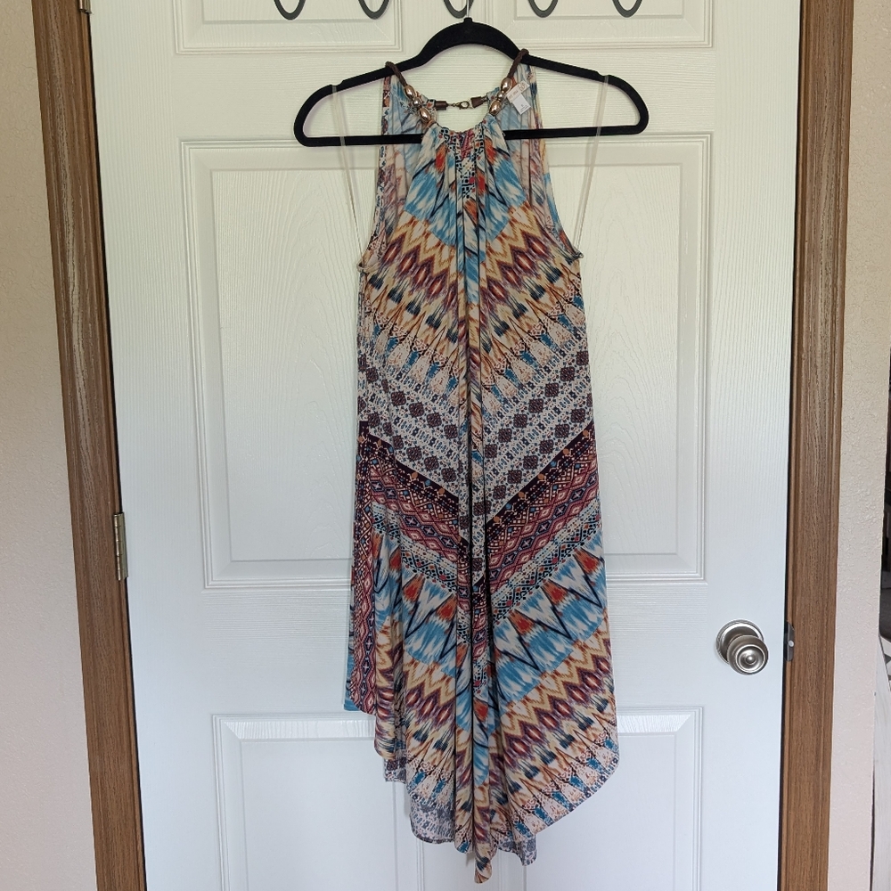 Westport Blue and Red Asymmetrical High-Low Sundress